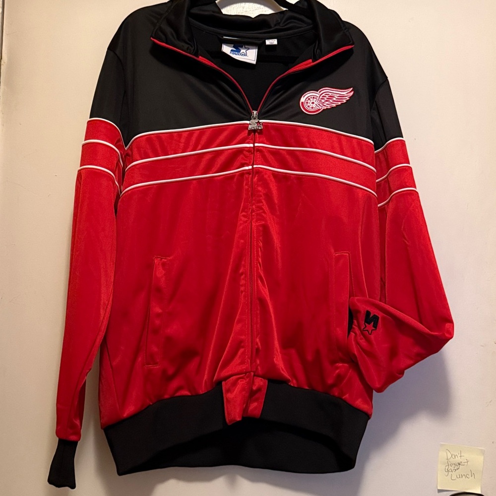 Red Wings STARTER Black and Red Jacket with Embroidered Red Wings
